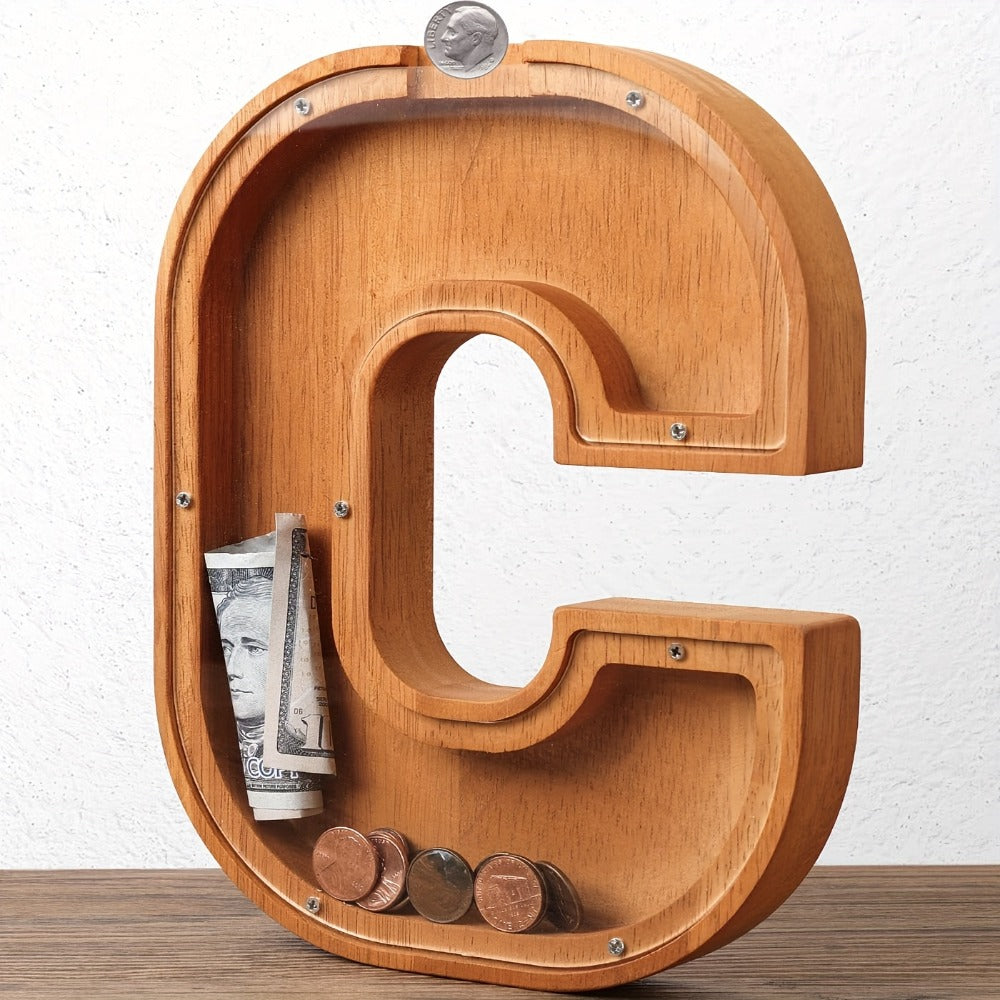 Wooden Letter Penny Bank – Alphabet Coin Bank Savings Box for Kids & Adults, Personalized Money Bank Birthday Gift — image 6