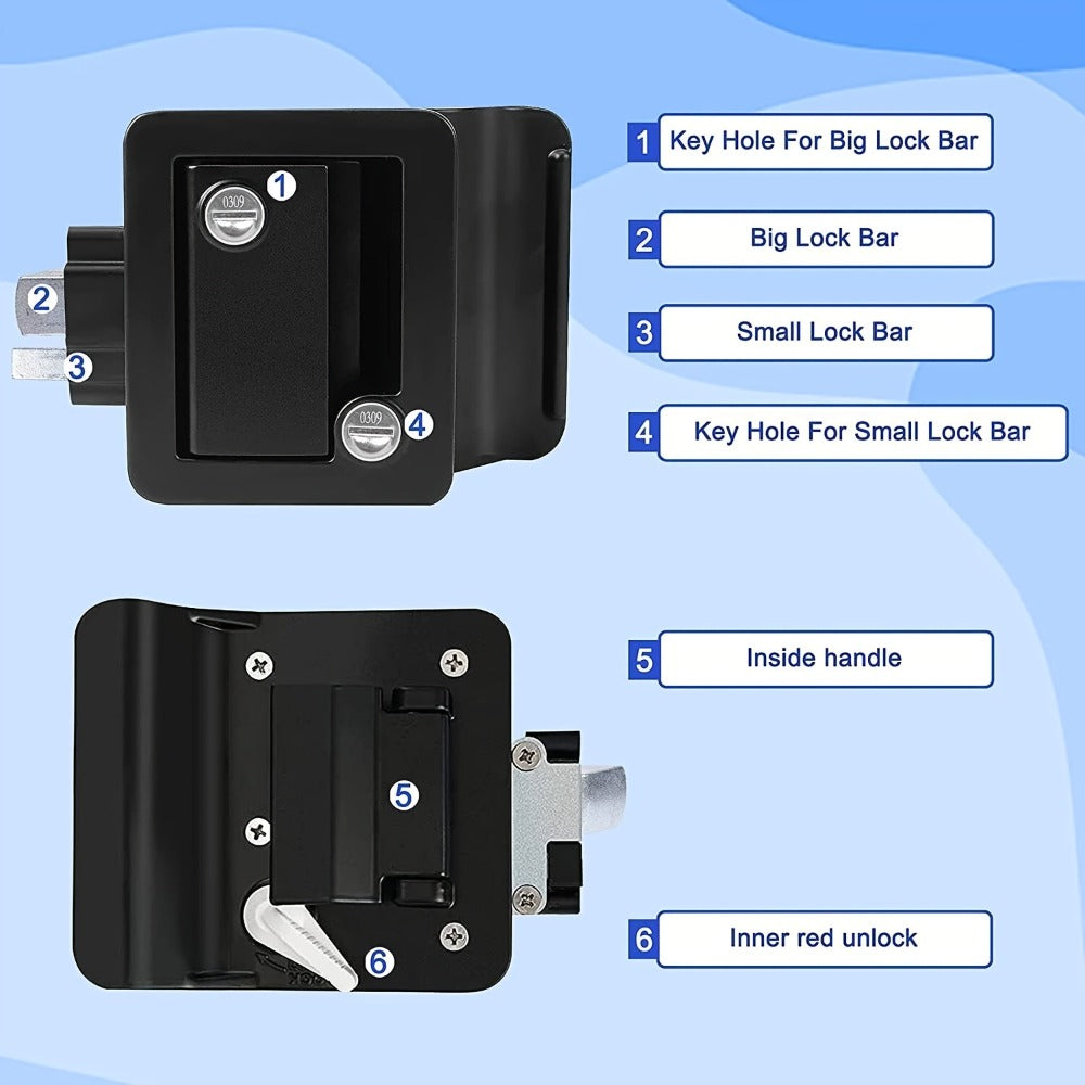 RV Door Lock Replacement – Travel Trailer Entry Door Lock with Deadbolt, Fits 2-3/4" x 3-3/4" Hole, 1-1/4" to 1-1/2" Door Thi