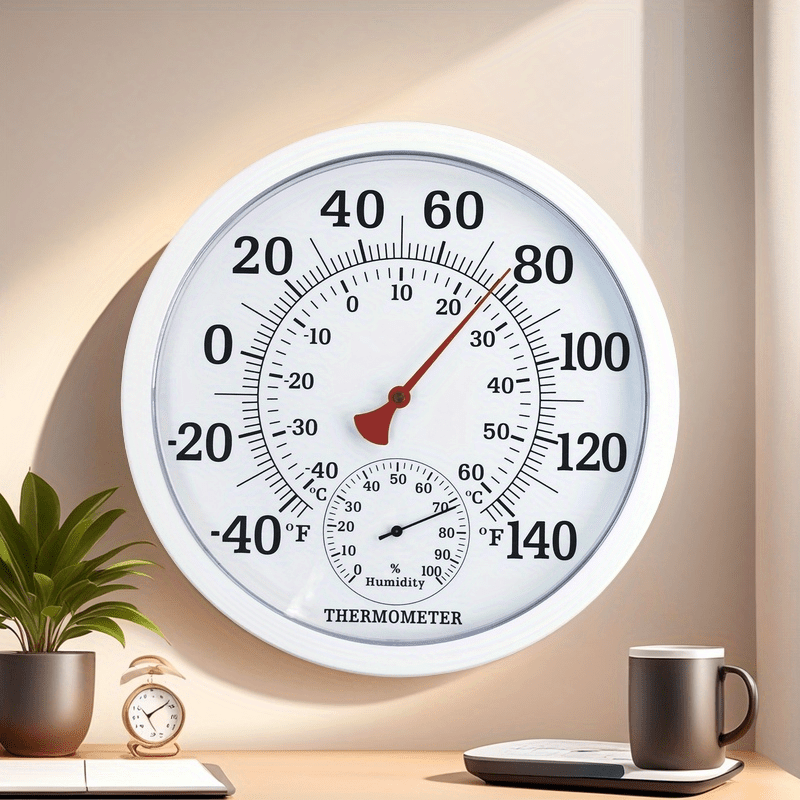 Digital Thermometer Hygrometer – 9.84" Large Screen Indoor Temperature Humidity Monitor, White Panel, Easy-Read Display for H