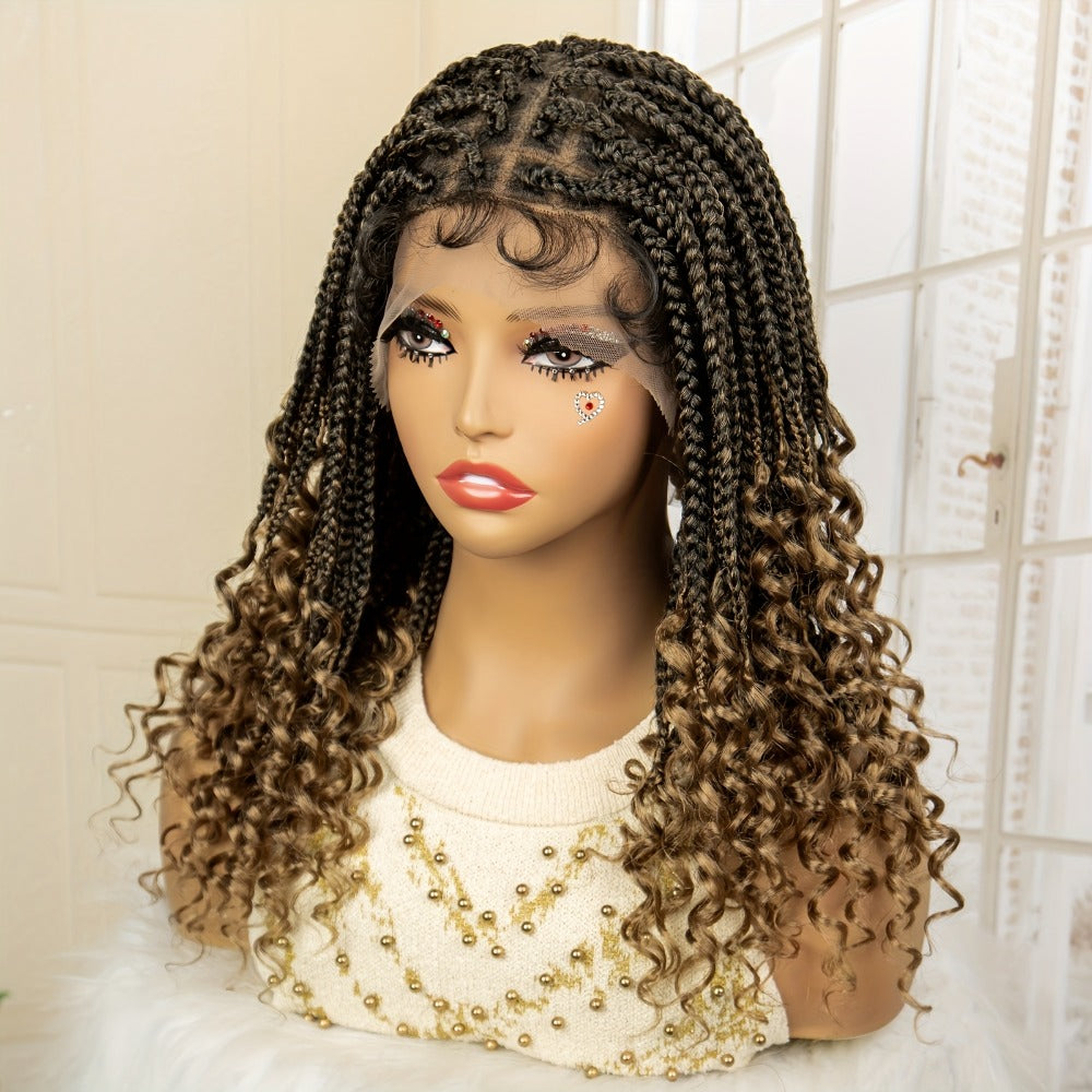 Goddess Square-Braid Wig with Curly Ends in 14- or 16-Inch Lengths and Black, Burgundy or Brown Colors — image 15
