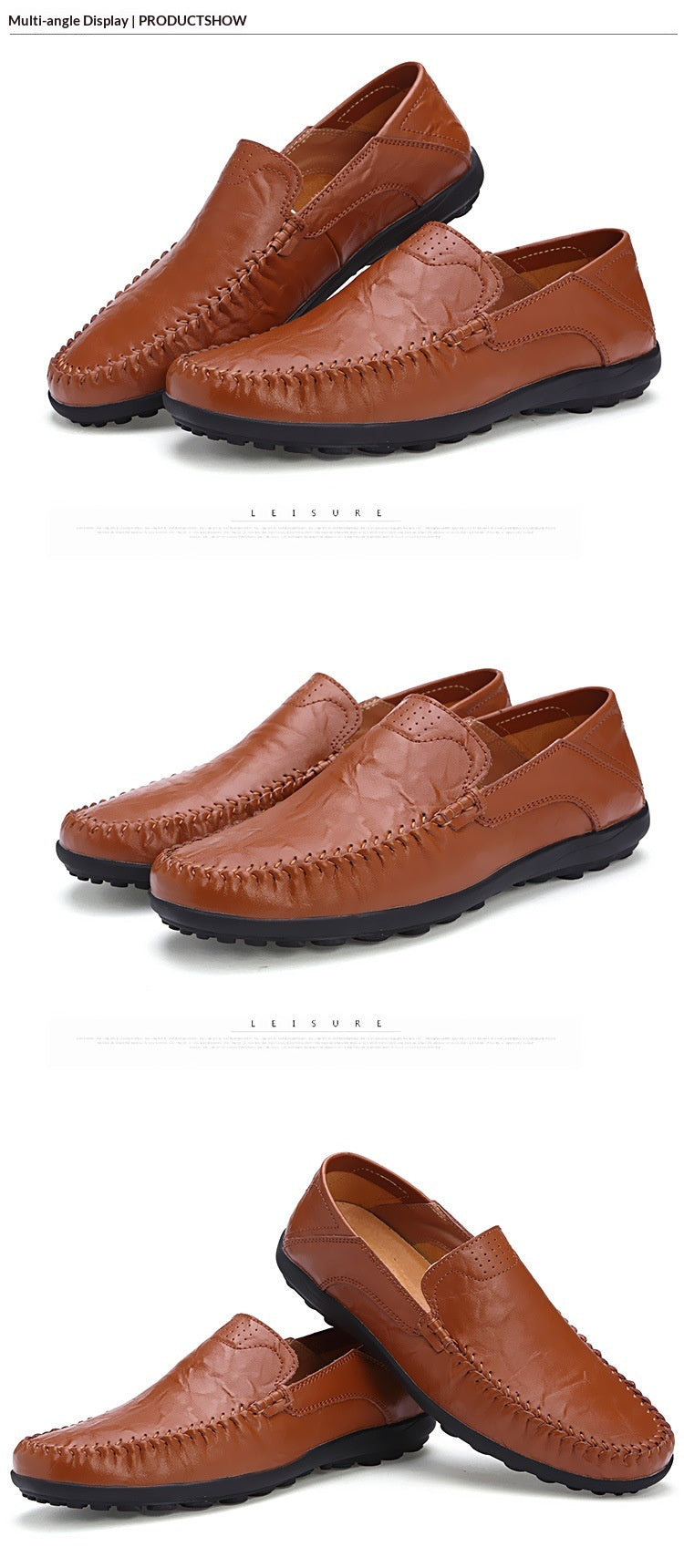 Men's Casual Leather Shoes Lightweight And Versatile British-style Round Toe