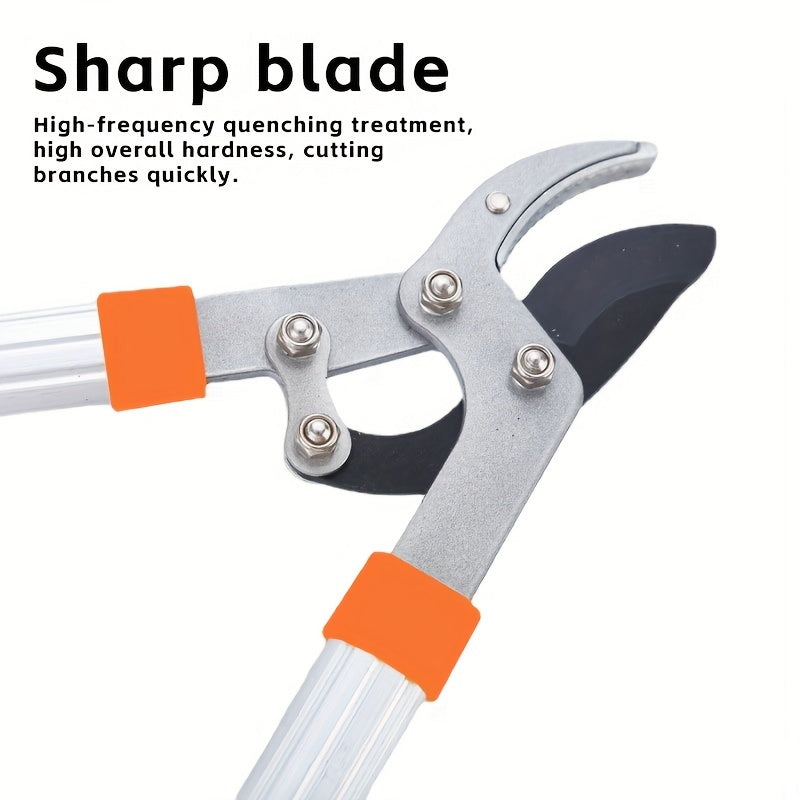 Telescoping Long-Handle Pruning Shears with Silver-Color Shafts, Black Grips and Curved Bypass Blade — image 6