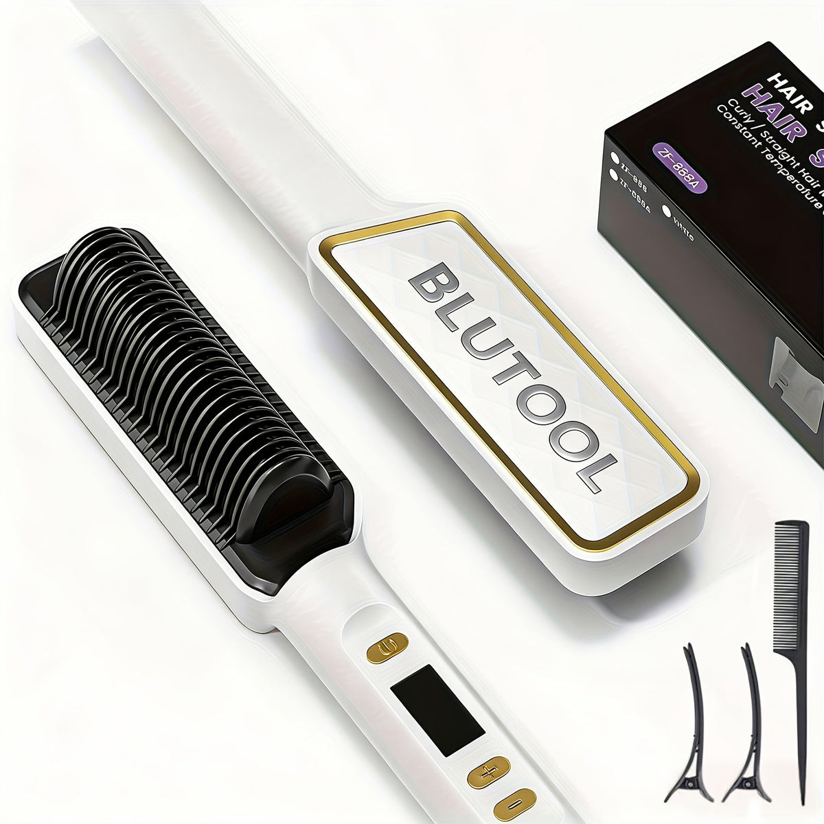 Heated Straightening Brush with Display in White, Grey, Champagne or Purple and Accessory Set — image 14