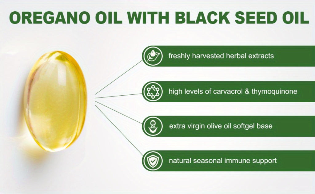 Dietary Supplement Oregano Oil and Black Seed Oil Softgels with Carvacrol and Thymoquinone, 150 Count — image 6