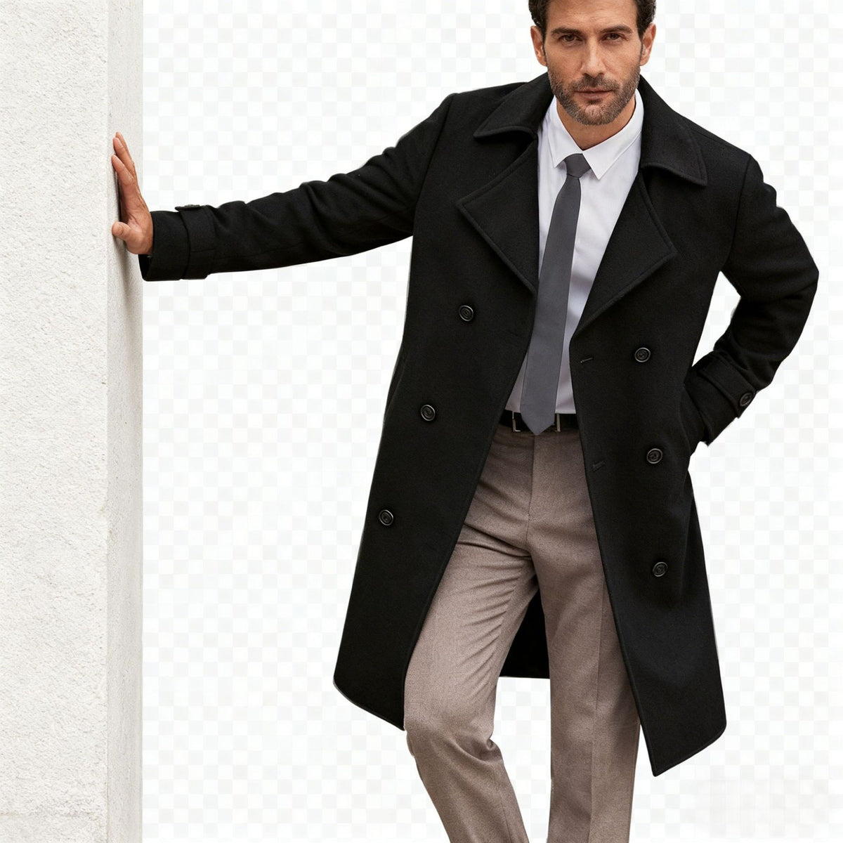 Cotton-padded Wool Coat Fashionable Lapel Wool Outerwear