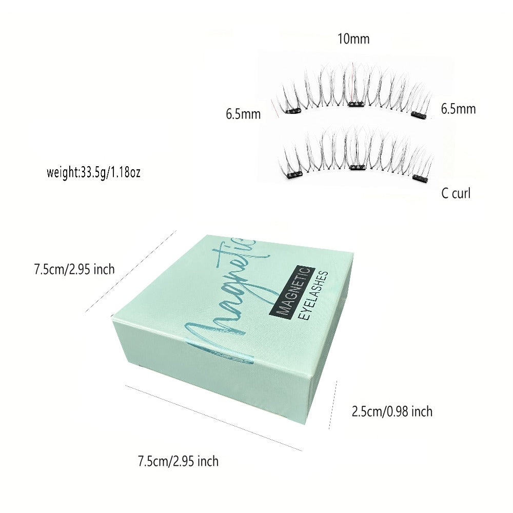 CX159-1 Natural-Style Magnetic False Eyelash Pair with White Curved Applicator and Round Case — image 6