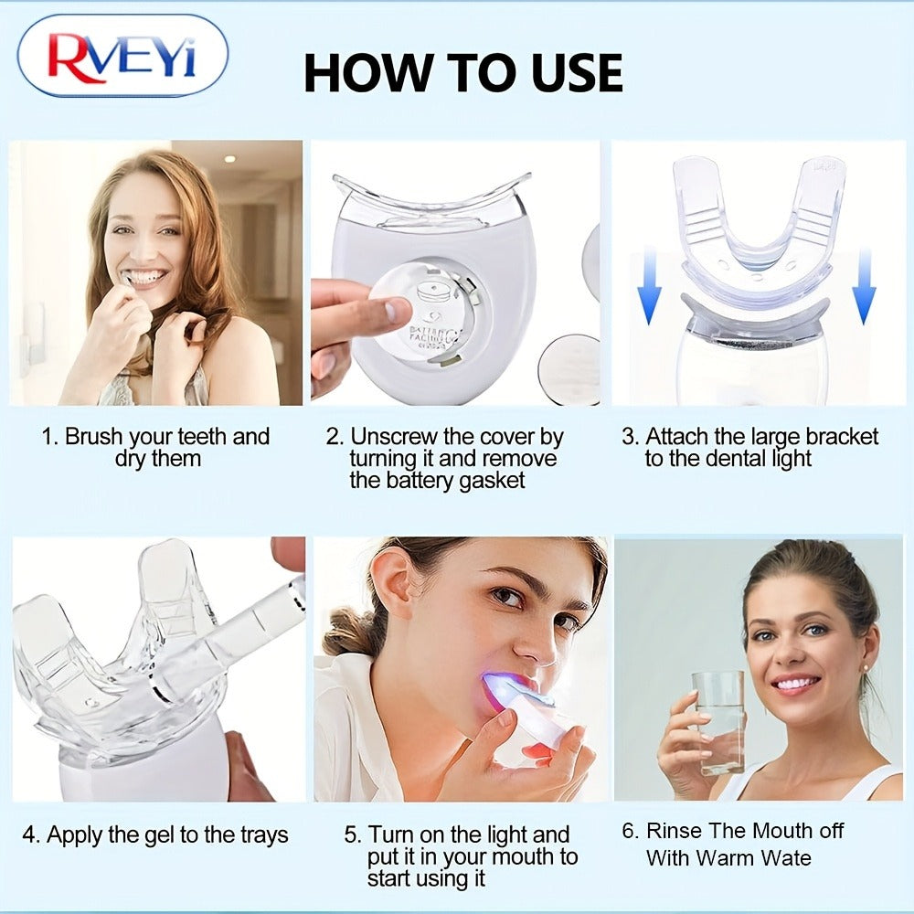 White or Blue Five-LED Teeth Whitening Kit with Five Gel Syringes and 10.8 cm Mouthpiece Device — image 10