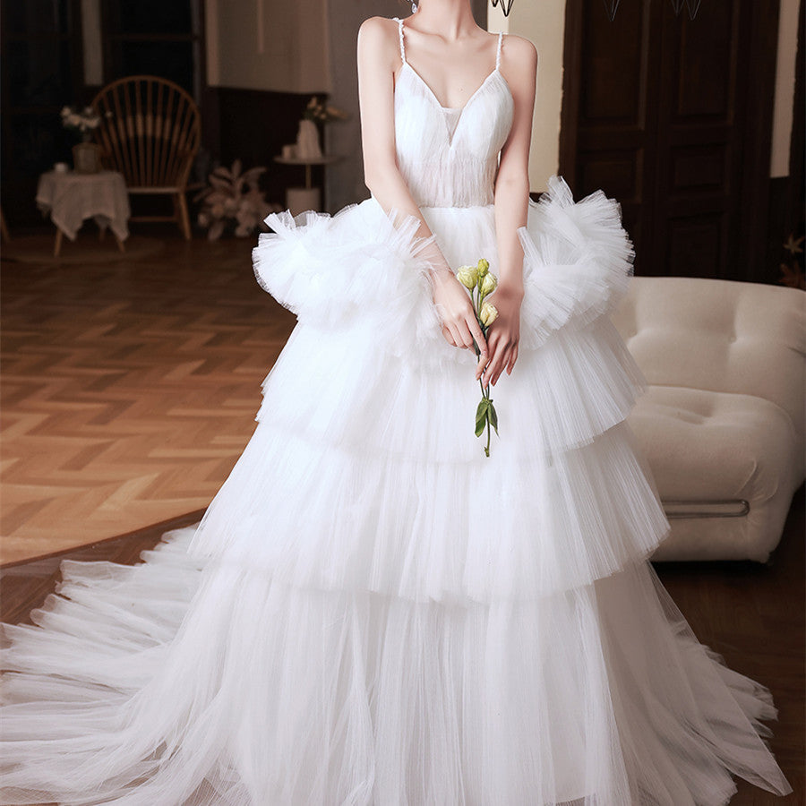 White Sling Temperament Banquet Skirt