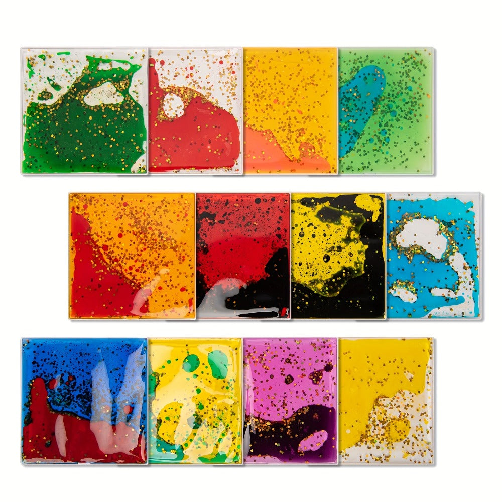Liquid Motion Tiles 12pcs, Sensory Play Mat Gel Interactive Floor Tiles for Kids, Anxiety & Calming Sensory Toy — image 5