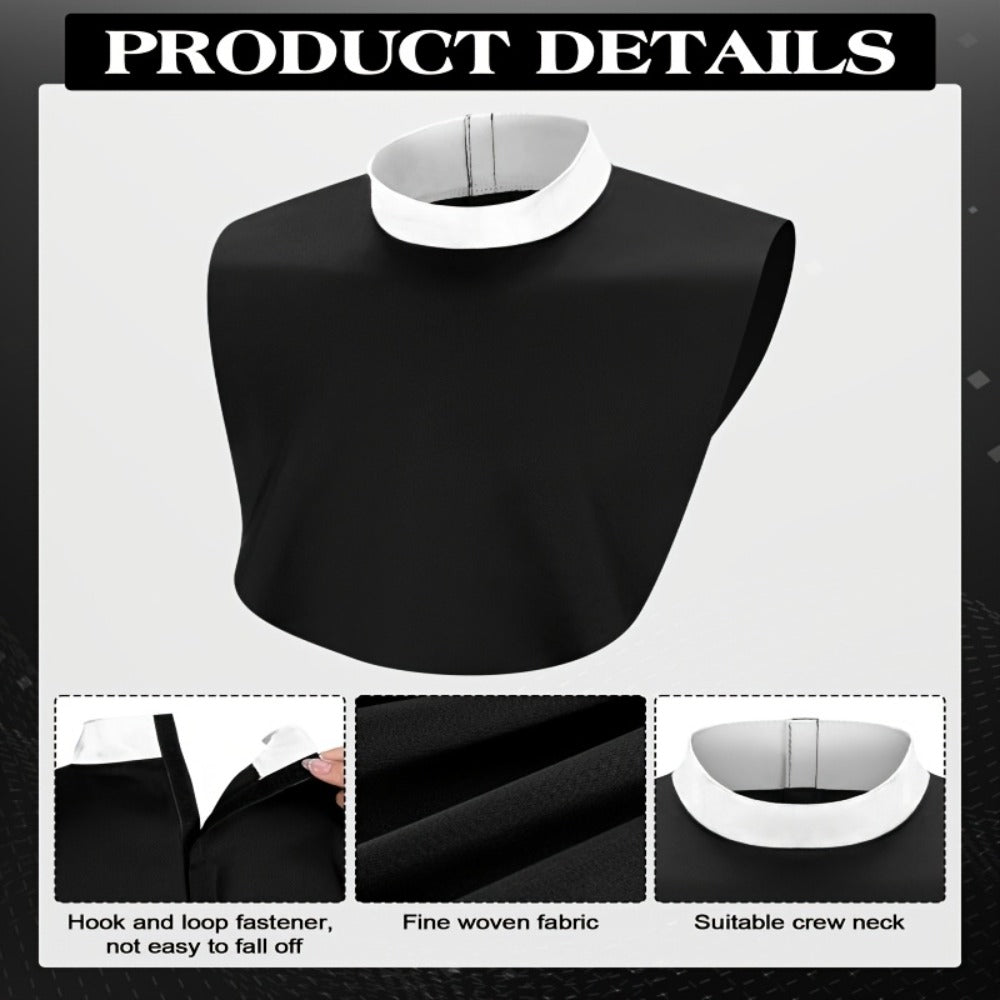 Clergy Collar Costume Bib Set, Three-Pack in Black and White with Hook-and-Loop Neck Fasteners — image 5