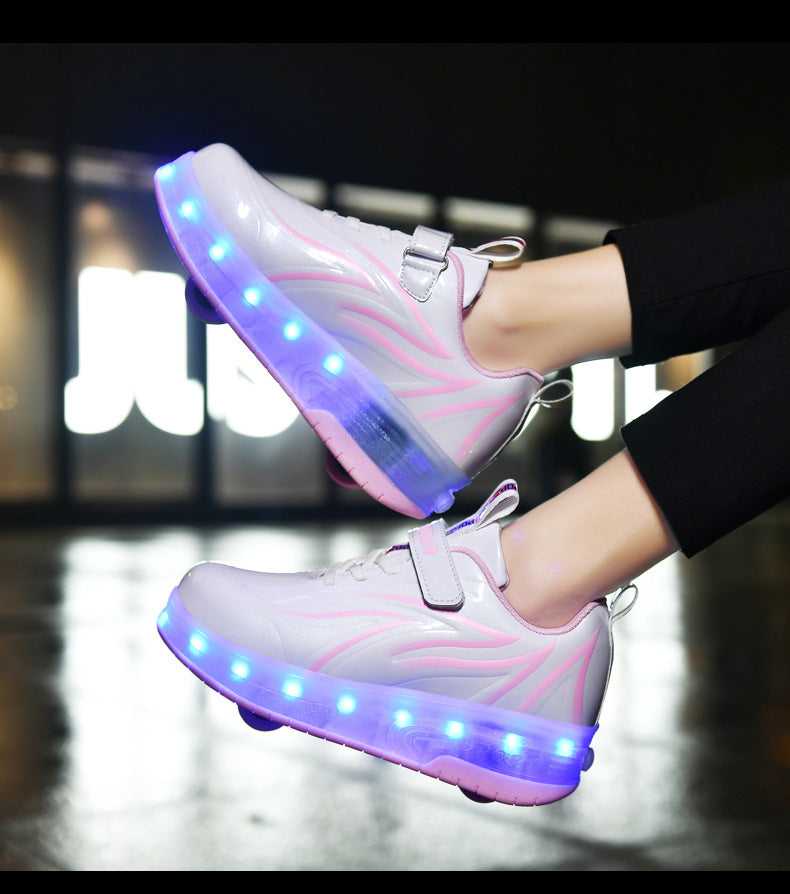 Children's Rechargeable Two-wheel LED Light-up Shoes