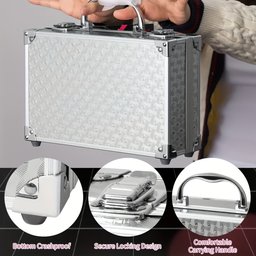 Makeup Kit 56-Piece Handled Mirror Case with Mixed Face, Eye and Lip Cosmetics in Silvery or Rose Color — image 8
