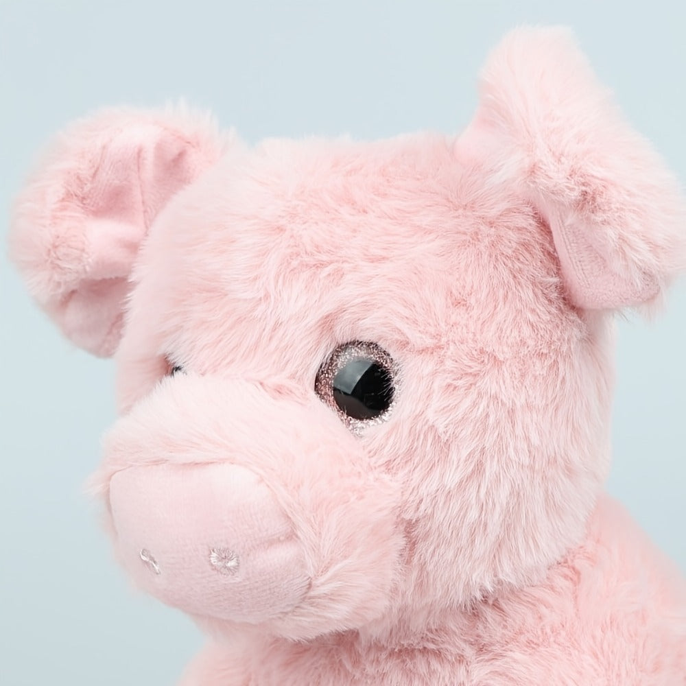 Stuffed Animal Pink Pig with Big Eyes, Curled Tail and Pillow-Style Body for Nursery or Sofa Decor — image 9