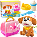 Interactive Plush Dog Toy for Toddlers with Carrier Set Music Lights Sounds with the Listed Color, Size or Set Options for Ev