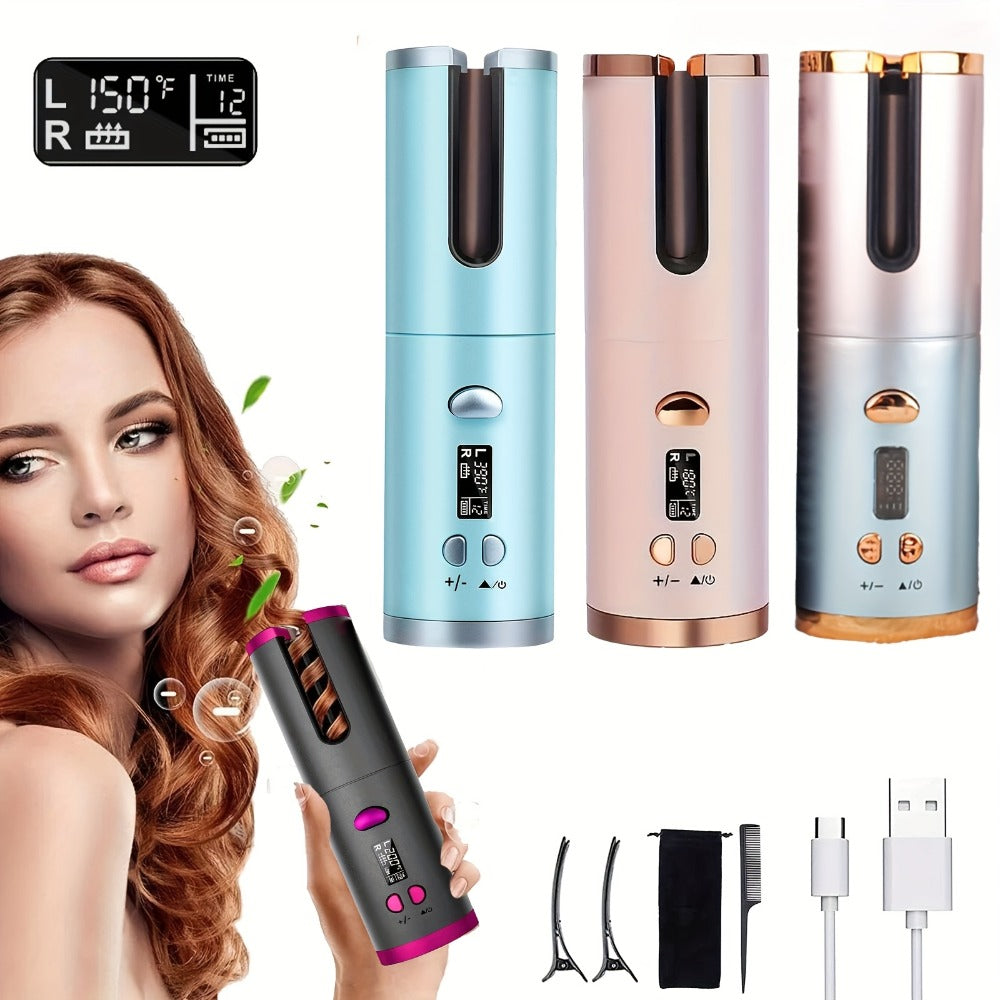 USB-Rechargeable Automatic Curling Chamber with Six Heat Settings, LCD Timer and Four Color Options — image 2