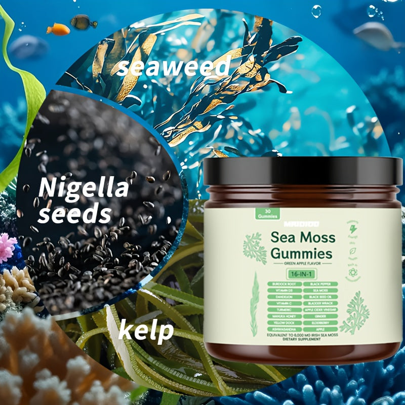 Sea Moss Gummies with Turmeric, Ashwagandha & Black Seed Oil, Immune Support for Bath Time, Home Spa and Personal Care — imag