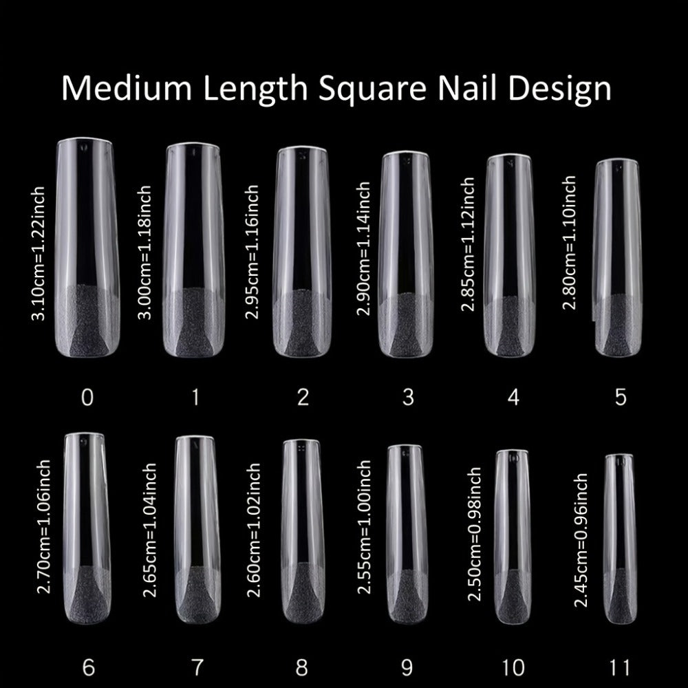 Press On Nails 10-Piece Square French-Tip Set with Nude White Gloss, AB Rhinestones and Floral Design — image 6