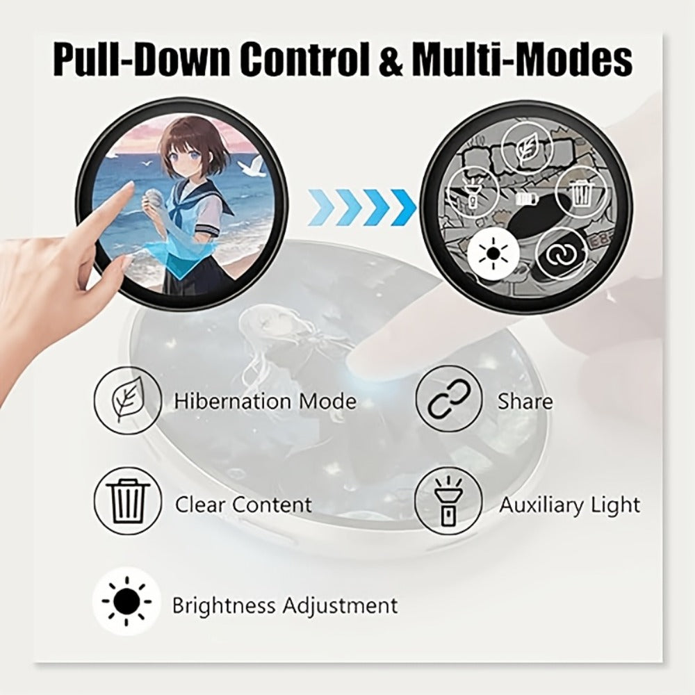 Electronic Anime Badge with Display Screen, Dynamic Touch, High Frame Rate, 600mAh Battery, Bluetooth 6.0 & USB Magnetic Char
