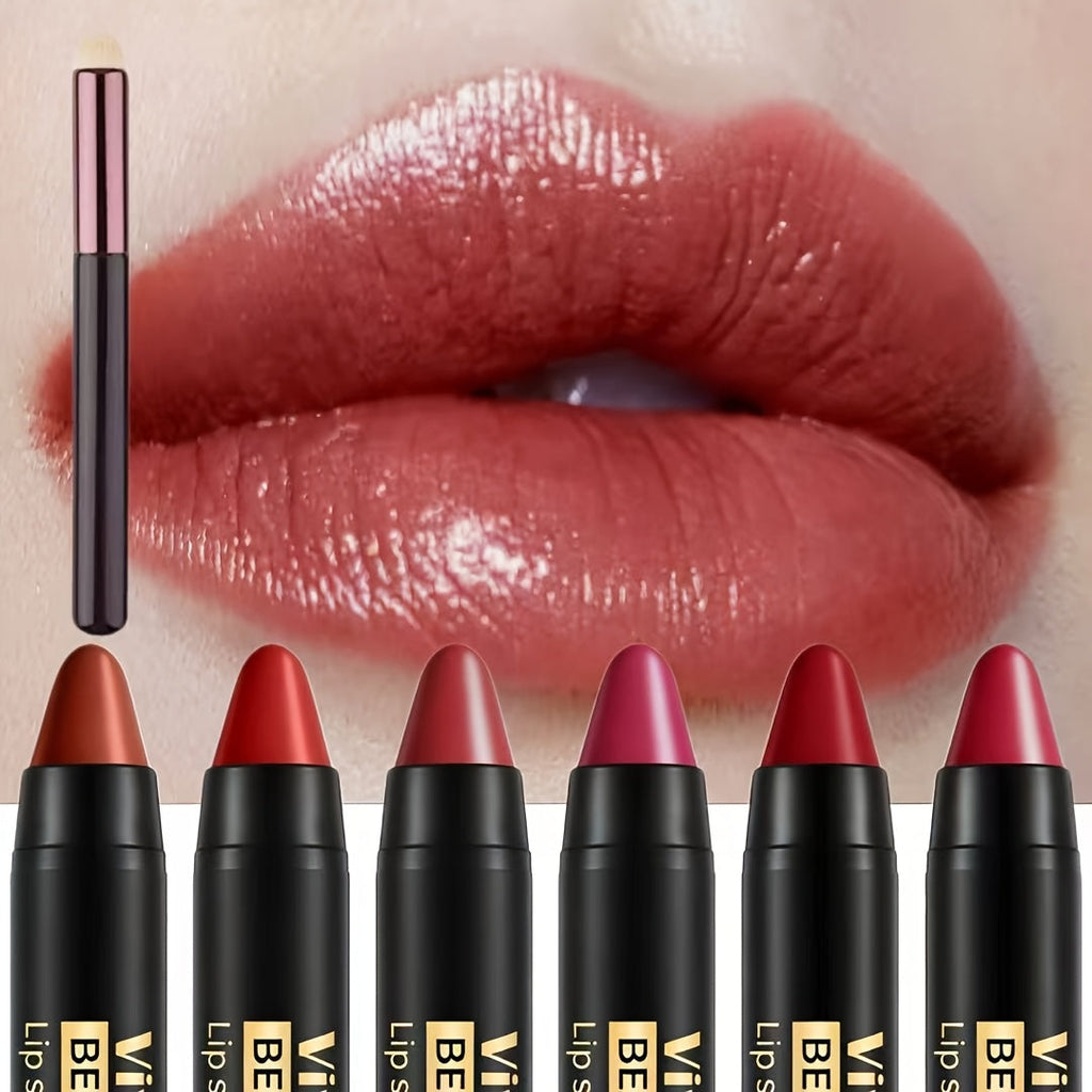 Six-Piece Lipstick Pen Set with Black-and-Gold Cases, Six Pictured Shades and 10.8 cm Stick Length — image 13