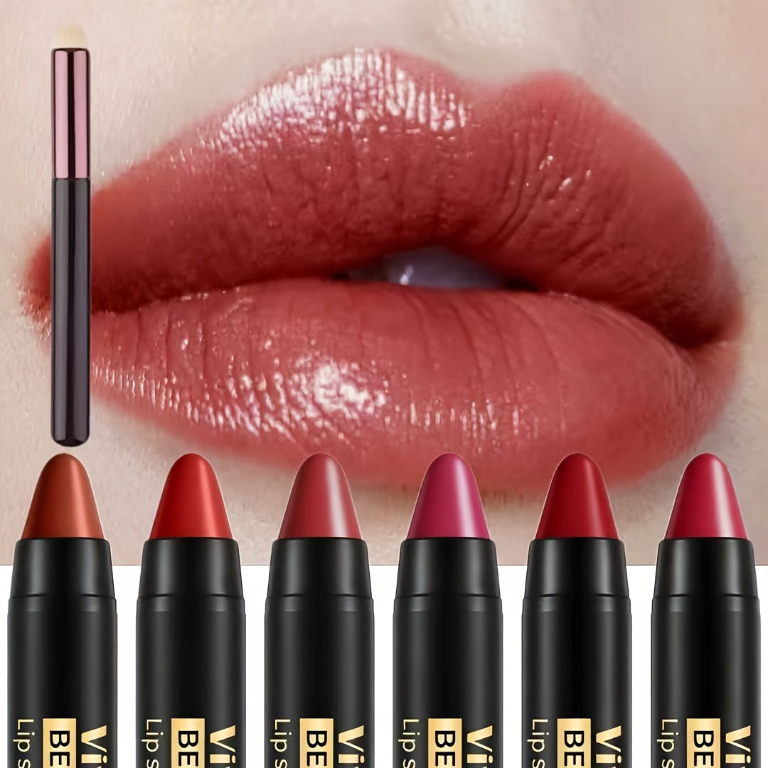 Six-Piece Lipstick Pen Set with Black-and-Gold Cases, Six Pictured Shades and 10.8 cm Stick Length — image 13