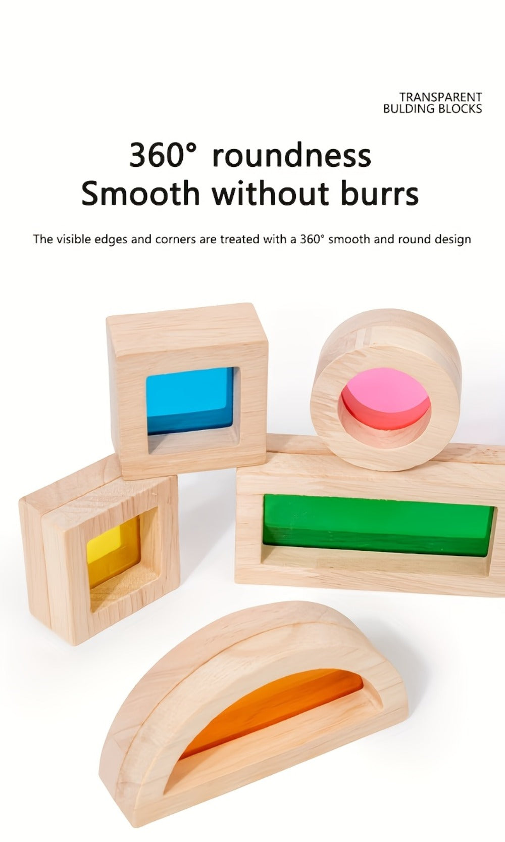 Building Block Set Translucent Acrylic Geometric Shapes with Colorful Triangle, Circle, Arch and Window Pieces — image 16