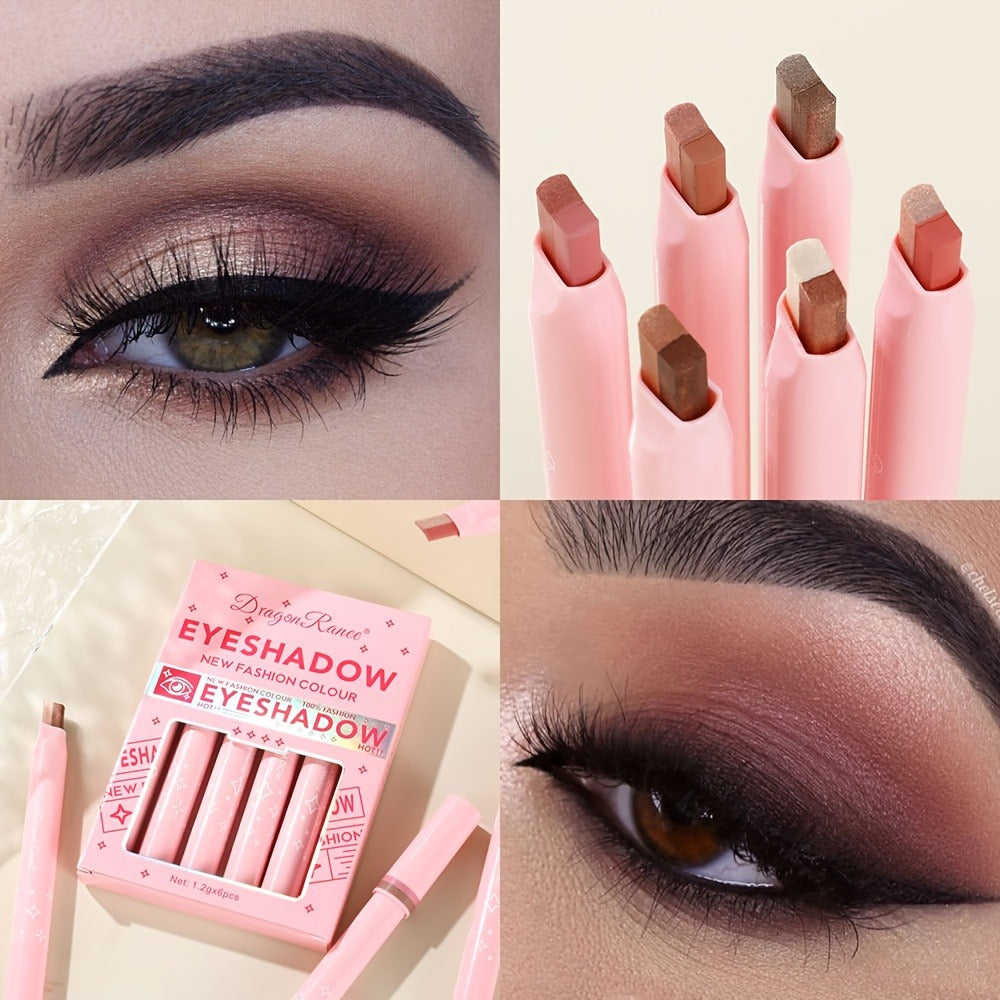 Dual-Color Eyeshadow Stick Set 6pcs Waterproof Two-Tone Eye Shadow Pencil, Smudge-Proof, Non-Fading — image 7