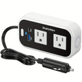 White-and-Black 200W Car Power Inverter with Two AC Outlets, 30W PD USB-C and 24W QC3.0 Ports — image 1
