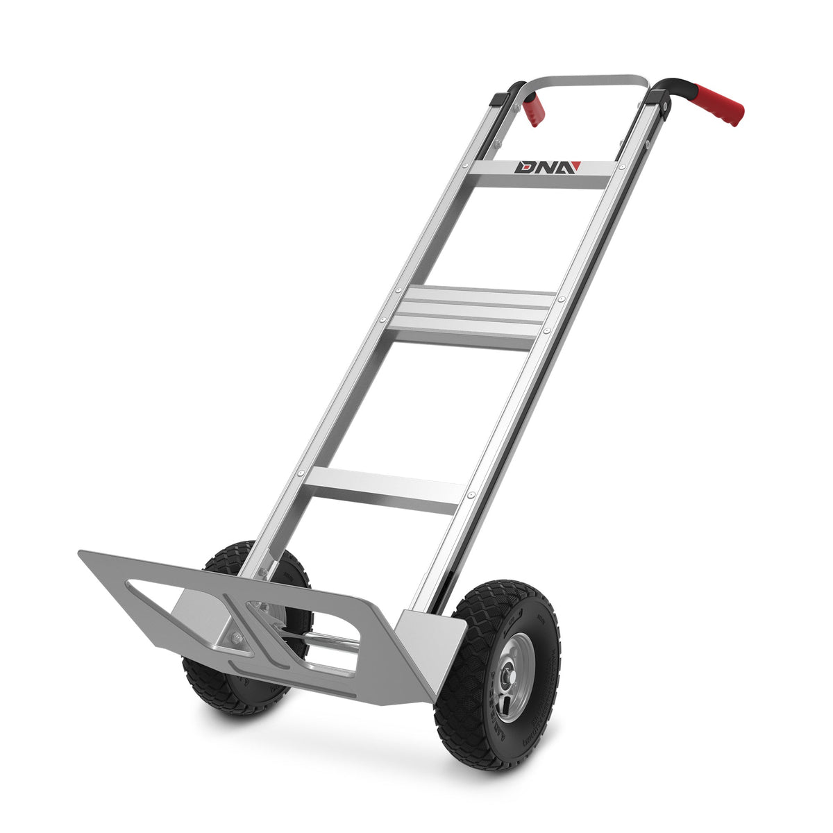Upright Aluminum Hand Truck with Folding Toe Plate, 10-Inch Pneumatic Tires and 550 lb Load Label — image 1