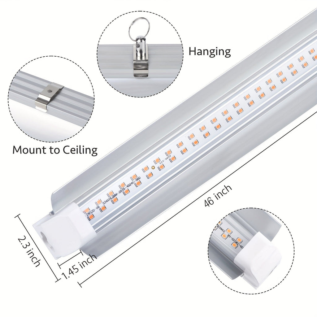 T8 Grow Light Strips 4ft 6-Pack Full Spectrum 270W, Pink White Spectrum LED 1620W Equivalent — image 2