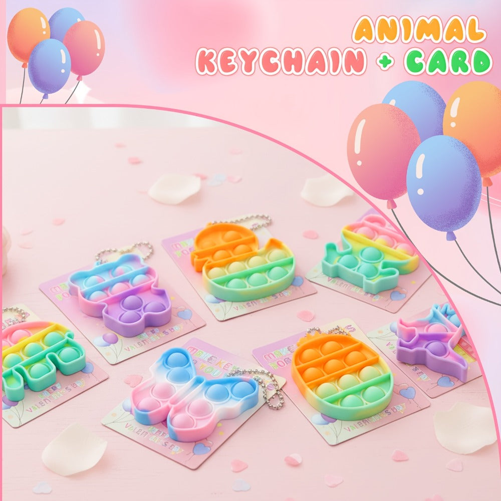 Animal Press Pop Toy Set 32/36pcs, Cute Keychain Fidget Toys for Kids, Party Favors, Classroom Rewards — image 7