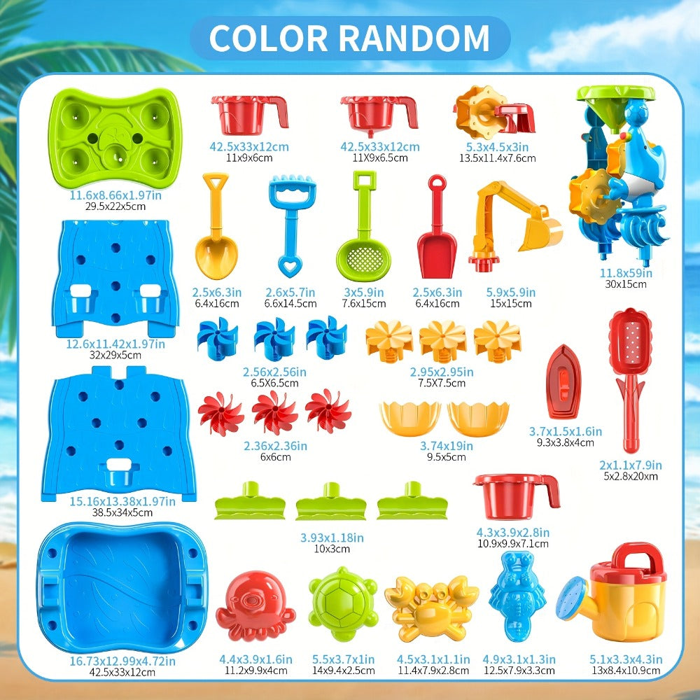 Water Play Table for Kids Double-Sided Waterfall & Beach Sand Zone, Outdoor Sensory Activity Toy for Toddlers Ages 3+ — image