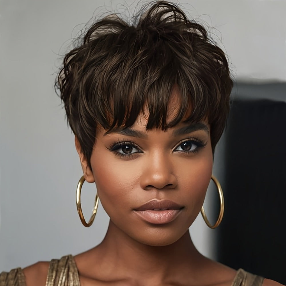 Synthetic Wig 4-Inch Short Body Waves with Full Bangs in Eight Color Options for Costume Looks — image 2