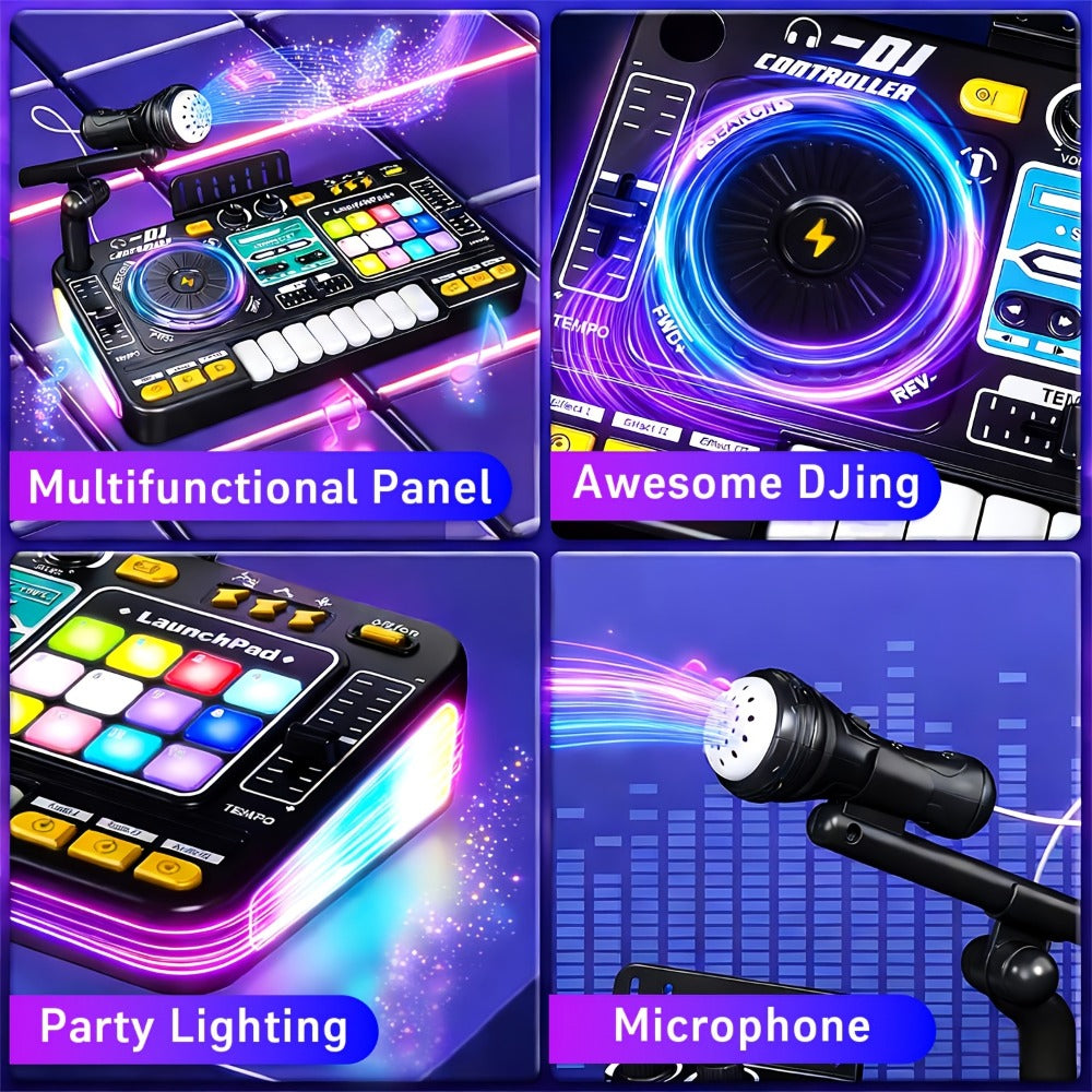 Kids DJ Mixer Toy Set with LED Lights, Microphone & Piano Keys, 100+ Sound Effects, Disco Mode, Rechargeable — image 9