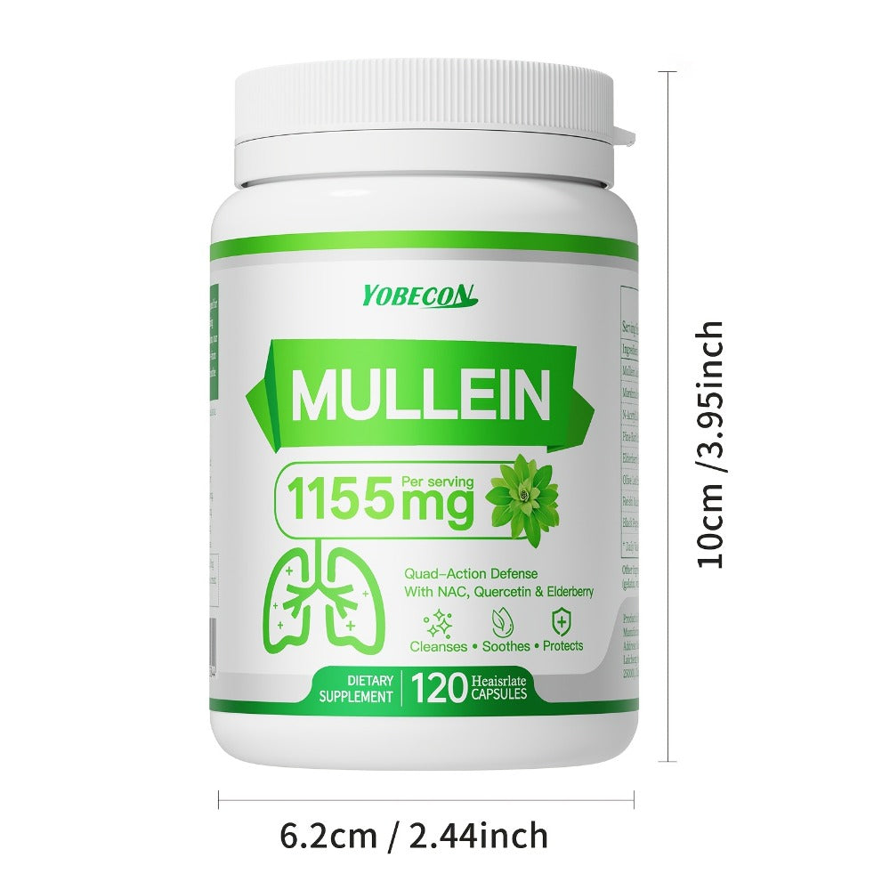 Mullein Lung Cleanse Capsules with NAC 45000mg – Mucus Removal, Dry Cough Relief & Respiratory Support Supplement for Women &