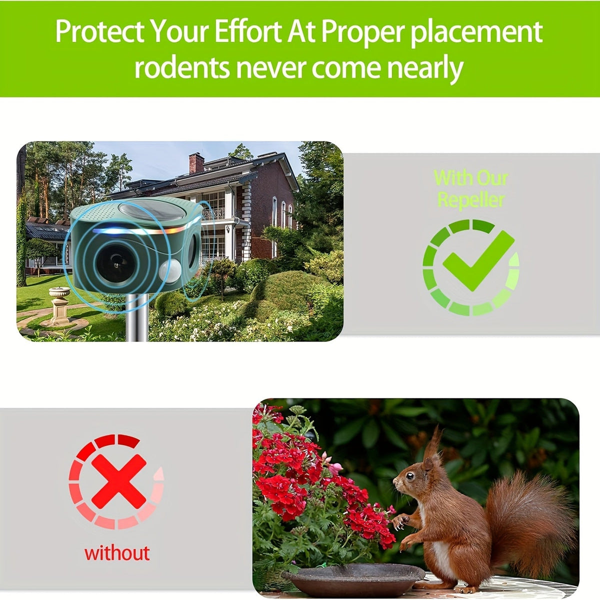 Ultrasonic Animal Repeller, Solar Motion Sensor Deer Cat Dog Garden for Garden, Patio and Yard Use — image 6