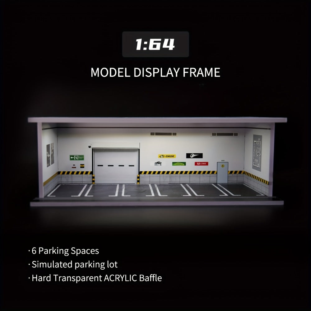 1:64 Diecast Car Display Case with LED Lighted Garage Diorama, Expandable Showcase for 6 Model Cars — image 5