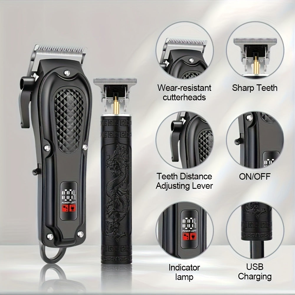 Multi-Piece Hair Clipper Kit for Men – USB Rechargeable Cordless Electric Trimmer Set, 2-Piece & 4-Piece Home Travel Barber T