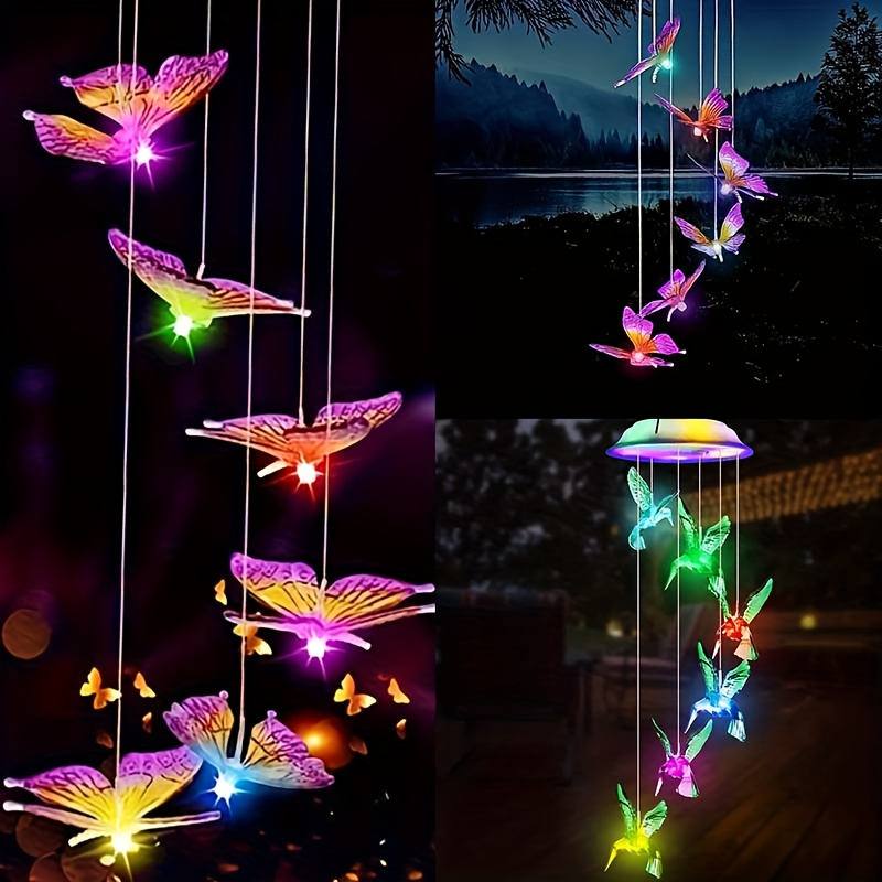 Solar Hummingbird Butterfly Pendant Light 6 LED Color, for Garden, Pathway and Patio Lighting — image 12