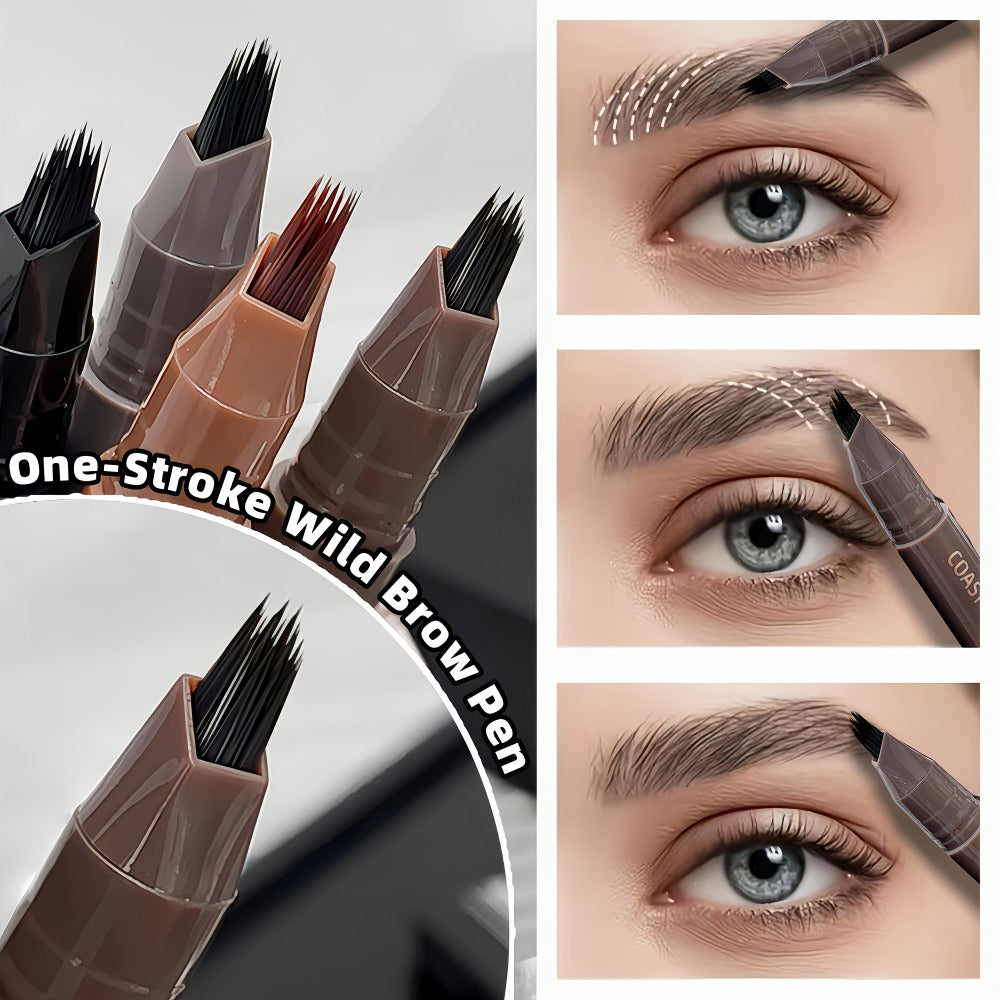 Two-Pack Multi-Fork Tip Eyebrow Pens with Capped Bodies, Approx. 11.3 cm Length and Four Color Label Options — image 2