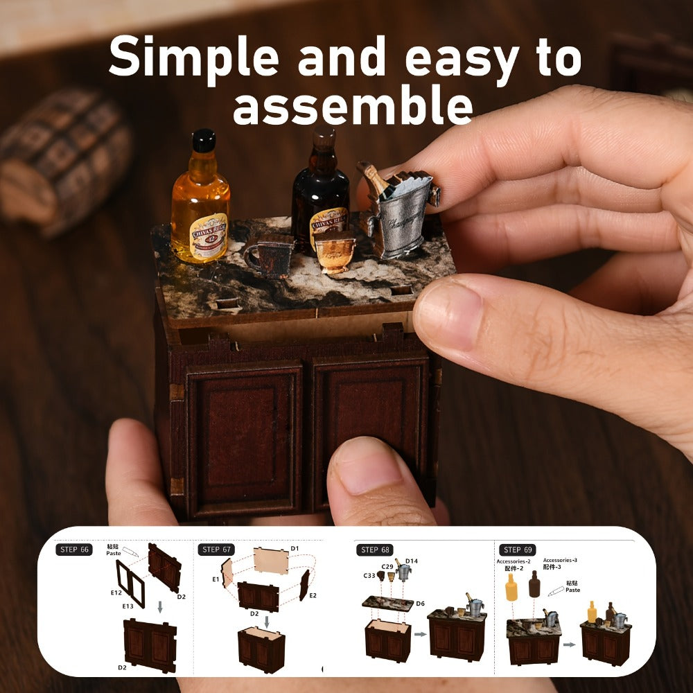 Corner Lounge Book Nook Kit with 327-Piece Tavern Storefront Scene, Illuminated Interior and Touch Switch — image 6