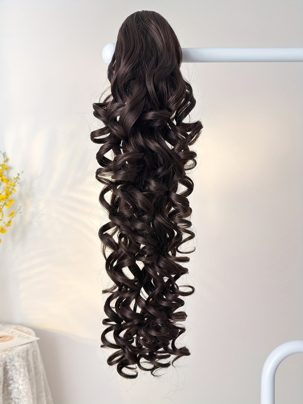 Curly Ponytail Extension 28 Inch Long Heat Resistant Synthetic Clip In Wrap Around Hairpiece Voluminous Bouncy Curls 4 Styles