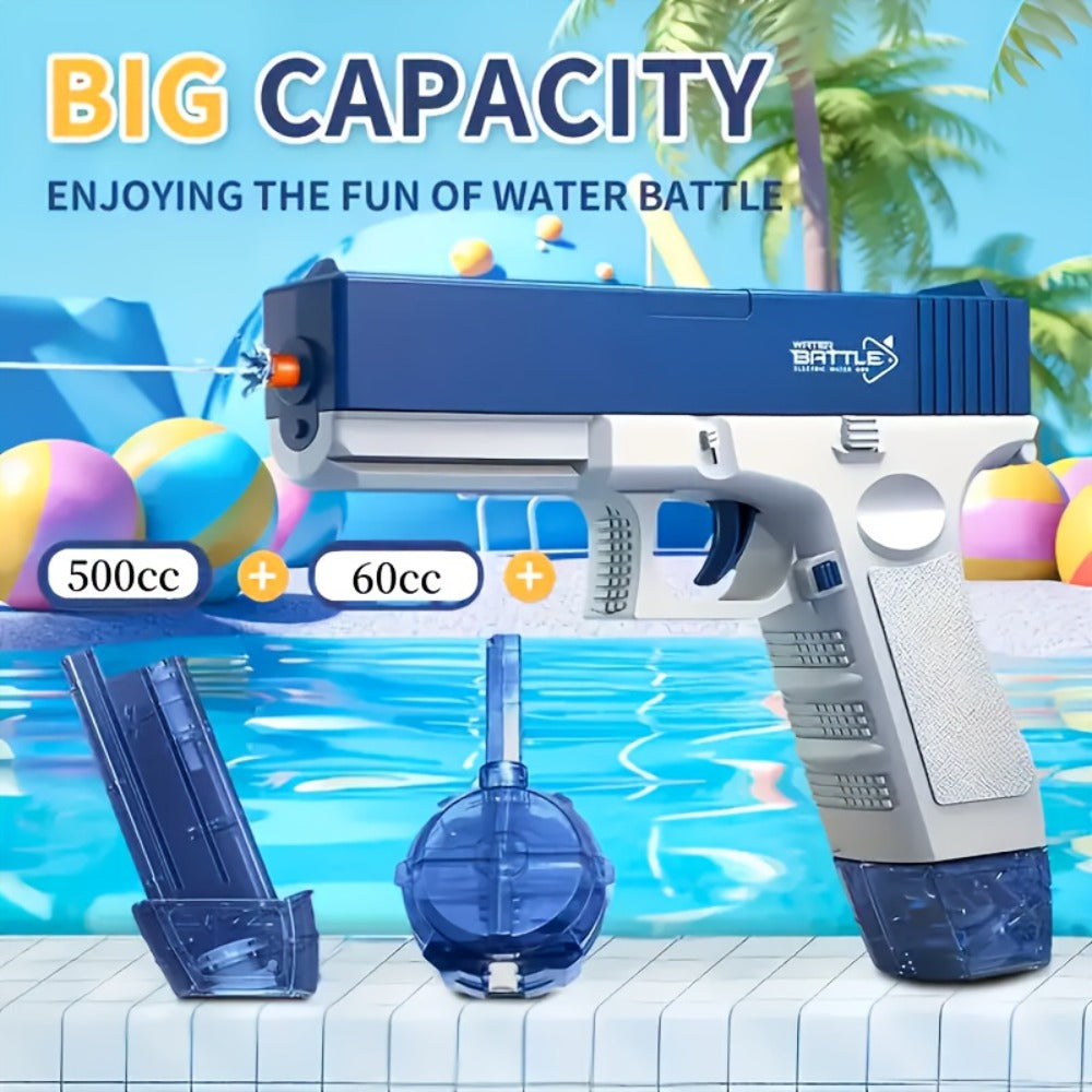 Compact Electric Water Blaster with 500cc and 60cc Detachable Reservoirs, Blue or Pink Body Design — image 7