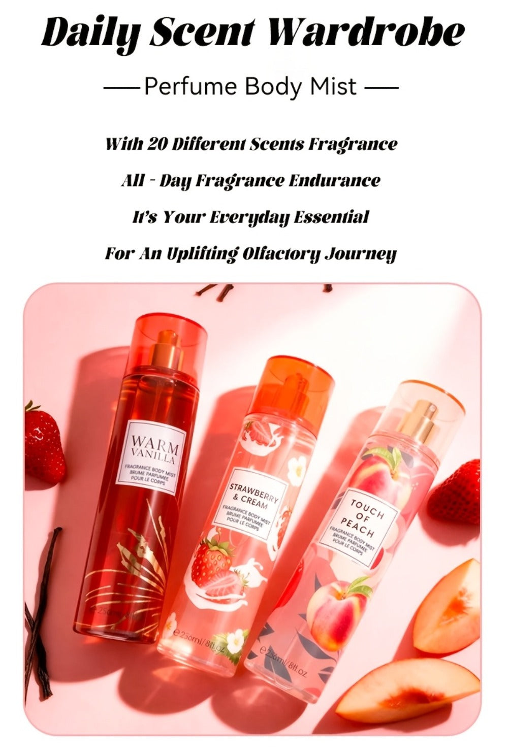 Floral and Fruit Body Mist Spray, 8 fl oz / 236ml in Fourteen Exact Scent Options for External Body Use — image 24