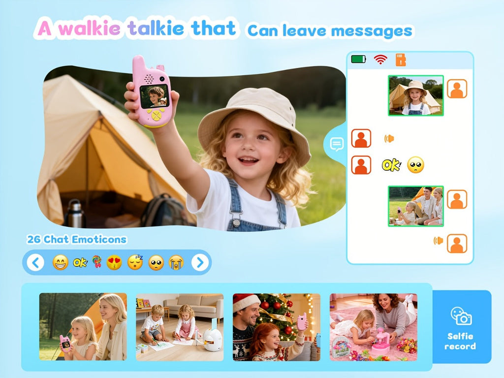Walkie Talkies, Kids Video 2 Pack Video Call, Voice Changer & Dual Camera, Long Range Outdoor Toy — image 19