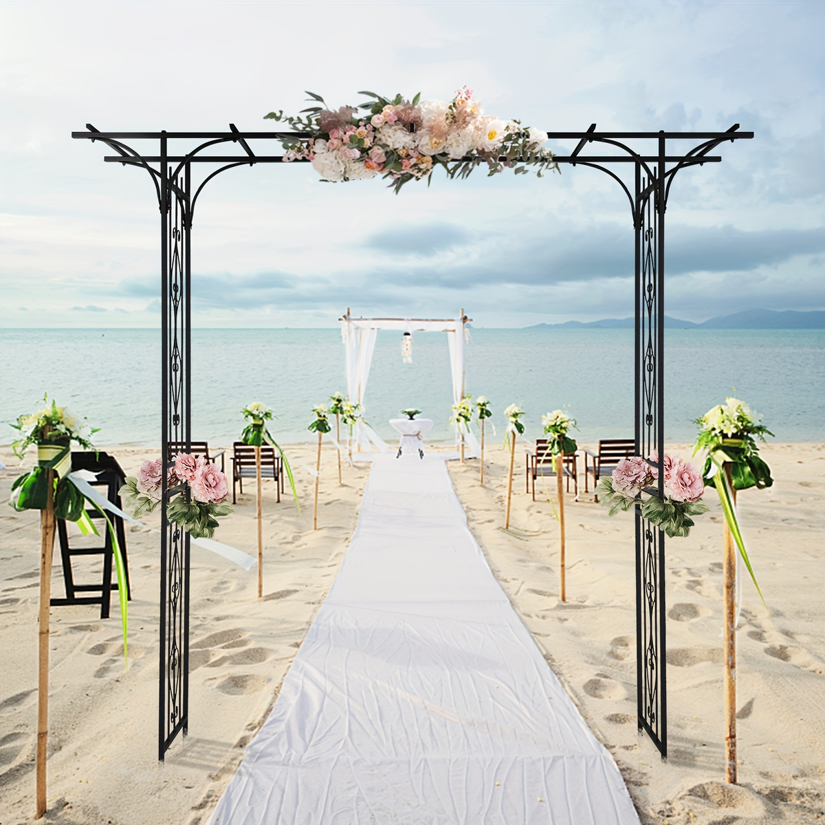 Flat Top Iron Garden Arch 16mm Tube Climbing Rose Trellis for Garden, Patio and Yard Use, with the Listed Configuration — ima