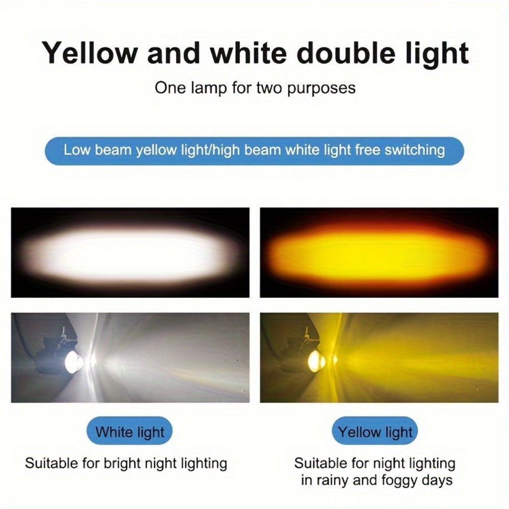 Dual-Color LED Vehicle Work Light Set, Two-Piece 8–80 V Pair with 6000 K White and 3000 K Yellow Output — image 11
