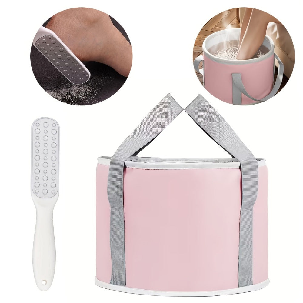 Foot Scrubber & Foldable Foot Soak Tub Set, Dead Skin Remover Callus Exfoliator with Portable Collapsible — image 1