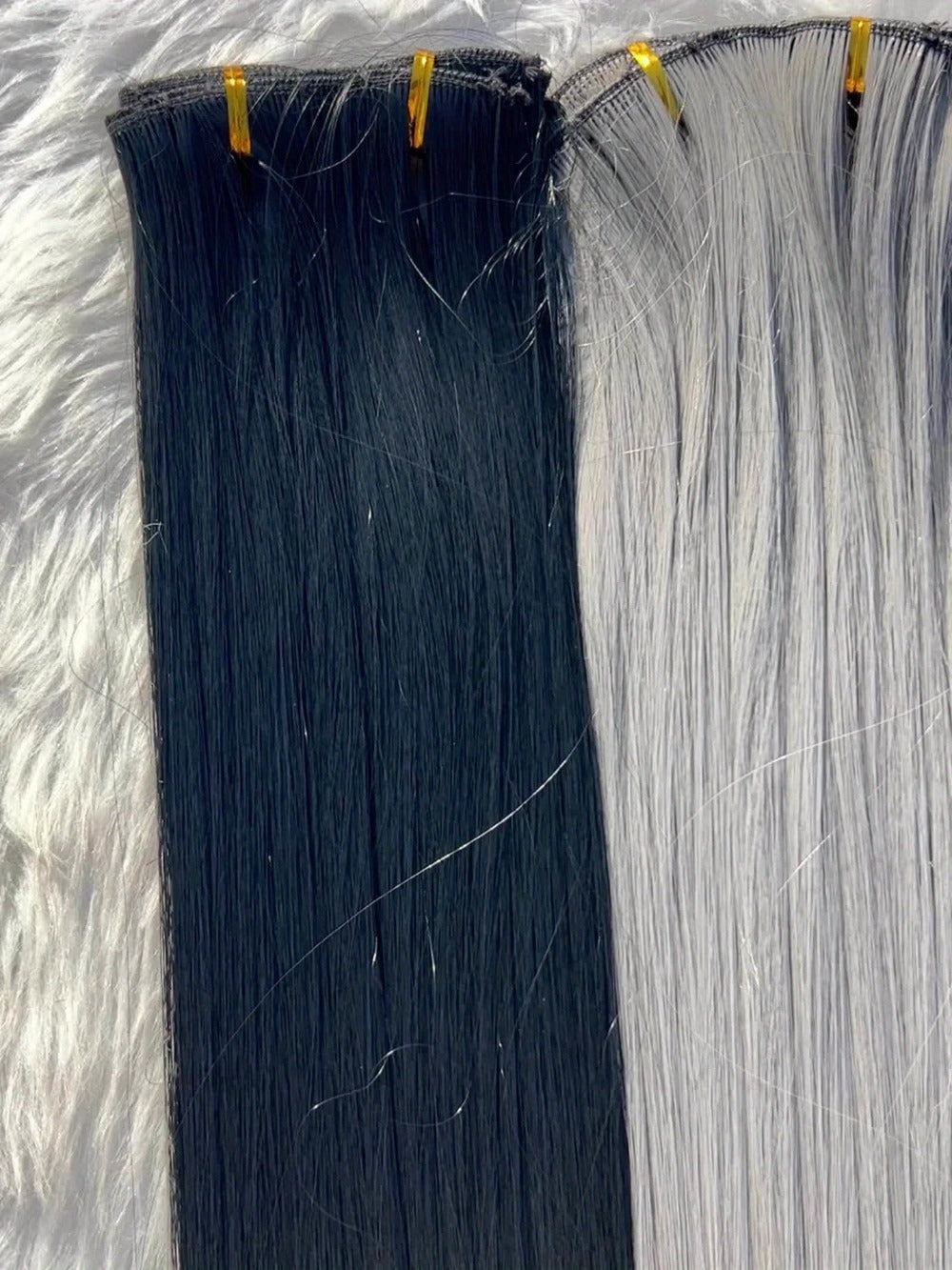 Space Gray Clip In Hair Extensions 6 Piece Set 24 Inch Heat Resistant Synthetic Fiber – Instant Length & Volume for Women | D
