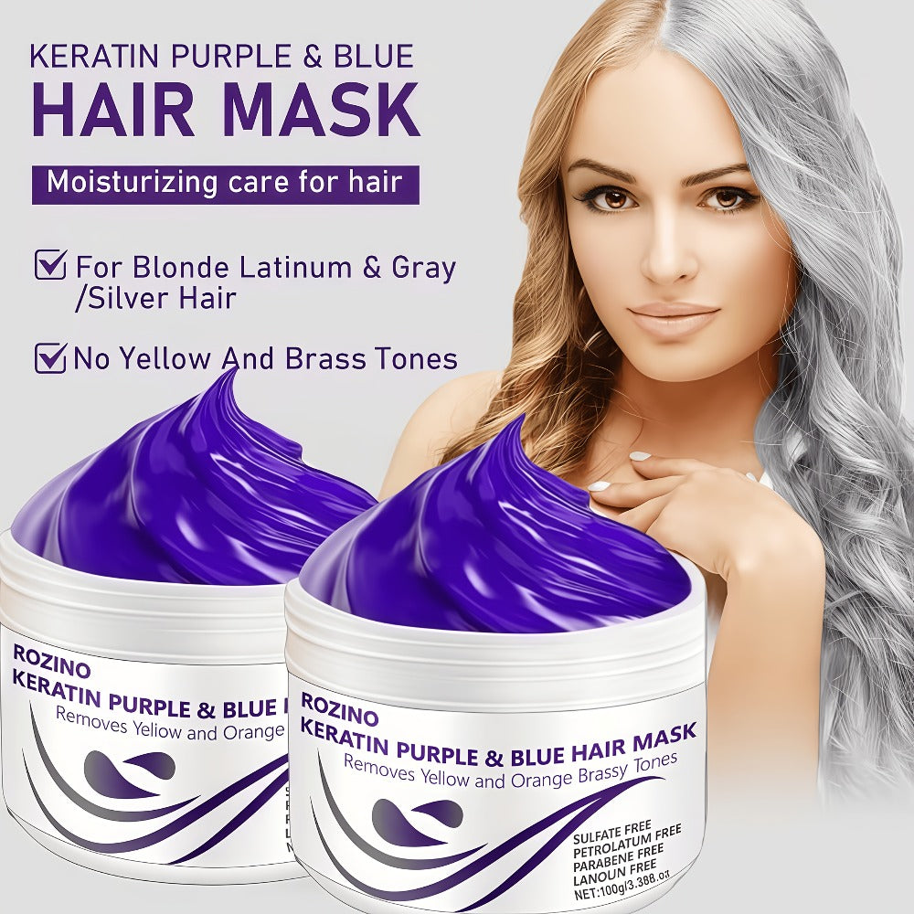 Purple Hair Mask Toner 2-Pack 3.53oz Removes Brassiness Yellow Tones Moisture, Violet Keratin Rosemary — image 10