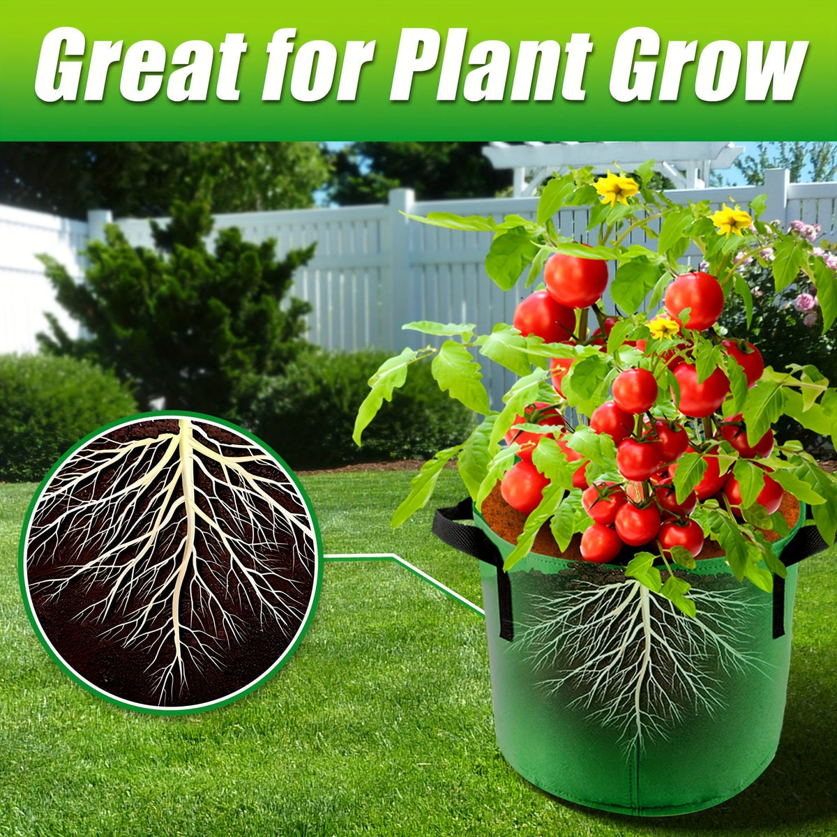 Seven-Color 10-Gallon-Labeled Grow Bag Set with Side Handles, 16-Inch Diameter and 12-Inch Height — image 2
